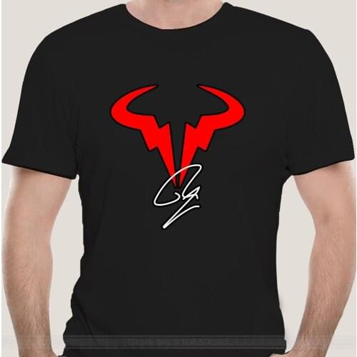 Male brand teeshirt men summer cotton t shirt Nadal Tennis Wimbledon Rafael Nadal Logo Black T Shirt S-2XL