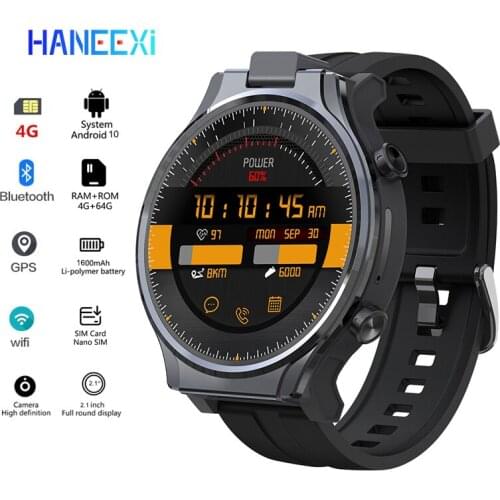 2021 4G Smart Watch Men 4GB 64GB 13MP Camera 1600mAh 2.1" big screen round phone watch Android 10 WIFI GPS bluetooth Smartwatch