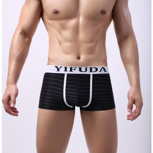 Mens Underwear Fashion U Convex Tight Stripe Mens Boxer Shorts