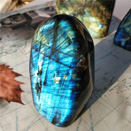 Large Size Natural Polishing Labradorite Worry Stone Self-Luminous Moonstone Feldspar Desk Furnishing Decoration