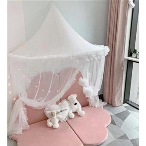 Bed Canopy Curtains Toddler Infant Cot Crib Netting Baby Girls Mosquito Net Tent Pink Grey White Children Kids Play Tents House