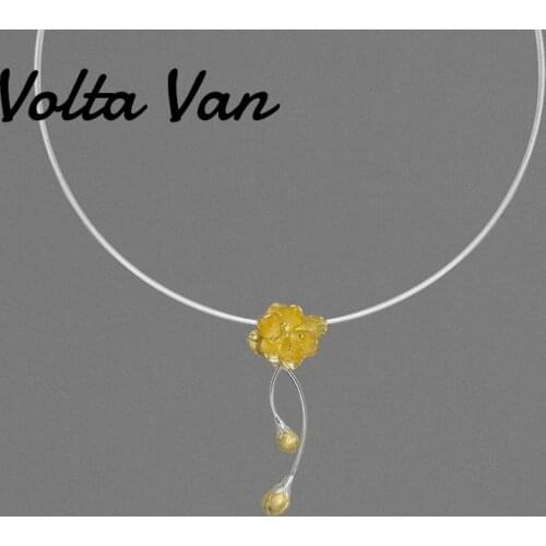 Volta Van 2021 New Pendant Necklaces 925 Sterling Silver Elegant Jewelry Begonia Flowers Classic Nature Women Silver Necklace