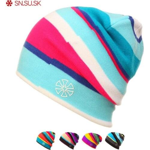 SN.SU.SK New Snowboard Winter Knit Caps Casual Skating Lot Snowboard Hats Skullies Beanies For Men Ski hats Women Gorro