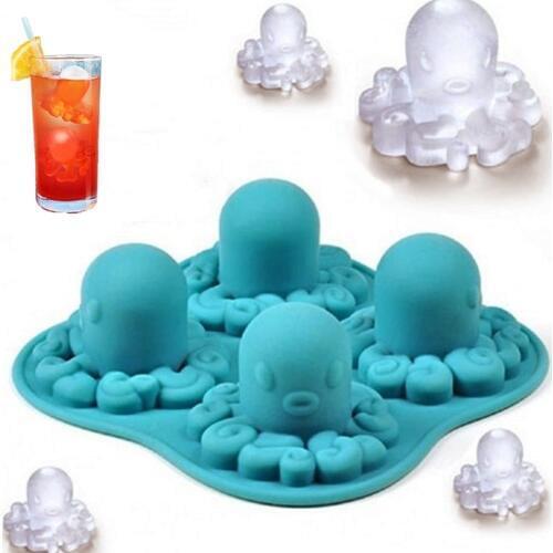 Adorable Octopus Ice Cube Molds Silicone Ice Cream Ice Molds Cake Mould Saloon Kitchen Cooking Tools