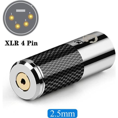 4 Pin XLR Plug Connector To 2.5/3.5/4.4mm Adapter For Radio Amplifier Decoder Male To Female Audio Converter Carbon Fiber Shell