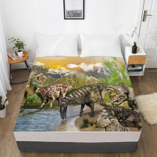 3D HD Digital Custom Bed Sheet With Elastic,Fitted Sheet for Kids Baby Child,dinosaur Cartoon Mattress Cover Jurassic Park