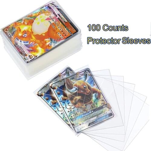 100 Counts 67*90mm Pokemon Card Sleeves Transparent Protector Cards Playing Games Yugioh Pokémon Case Holder Folder Kids Toy