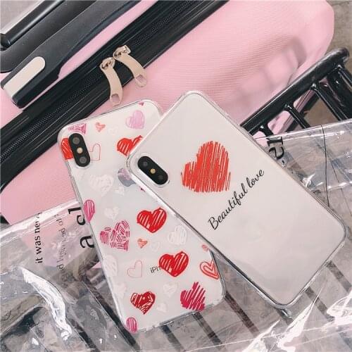 Transparent Silicon Case For iPhone X XS 6 6s Plus X XR XS MAX XS Cartoon Love Heart Stars Phone Cases Soft TPU Cover Coque