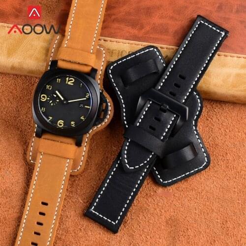 20mm 22mm 24mm 26mm Genuine Leather Strap Watchband Retro Matte Men Replacement Bracelet Wrist Band for Panerai PAM111 441