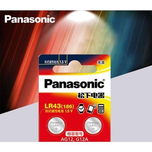 2pcs/lot Panasonic AG12 LR43 186 0%Hg for Watches Toys 1.5V Cell Alkaline batteries For calculator 0%Hg