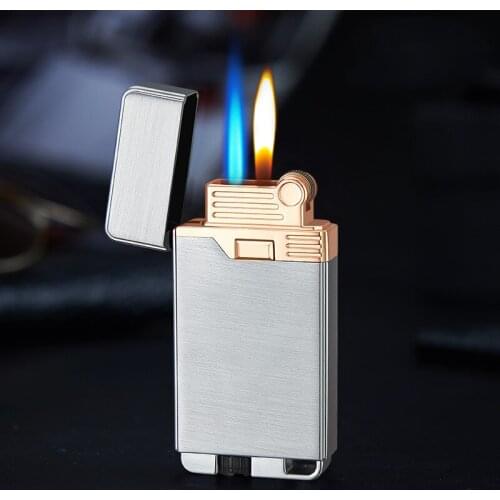 Double Fire Grinding Wheel Open Flame Conversion Straight Into The Blue Flame Windproof Lighter Accessories Gadgets for Men