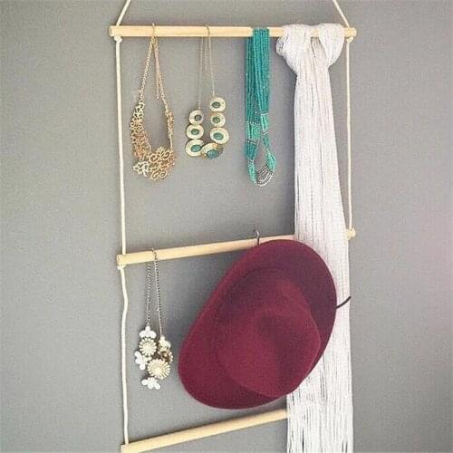 Nordic Rack wood Wall Hanging hanger Stick Tassels Child room decoration clothing Hat Bag Hanger photography Home craft DIY INS