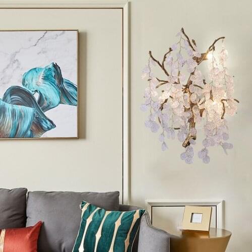 Morden Crystal Wall Light Living Room Light Simple Luxury Living Dining Room Bedroom Night Wall Lamp All Copper Home Decorate