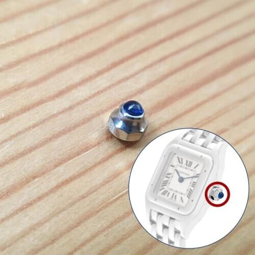 Steel sapphire crown for Cartier Ladies Stainless Panthere 1320 quartz watch
