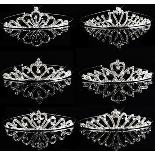 Princess Tiaras Wedding Crown Rhinestone Silver Color Headband Kid Girls Bridal Crown Party Accessiories Hair Jewelry Gift