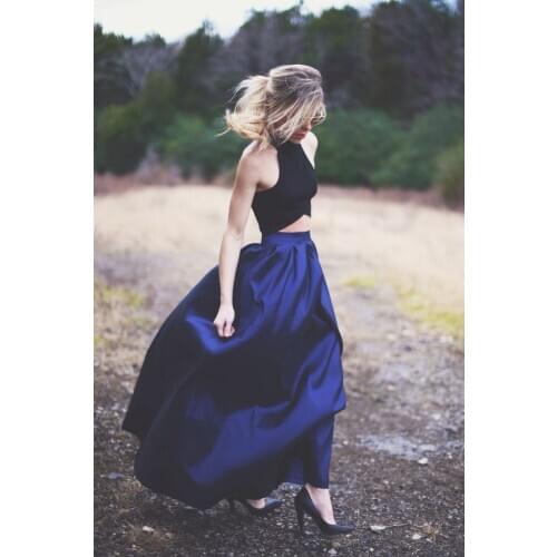 Royal Blue Crop Top Two Piece Prom Dresses 2015 Vestidos para festaLong Evening Gowns Women Summer Dress Party Dressed for festa