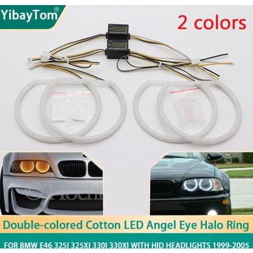 Bright SMD Cotton Light Switchback LED Angel Eye Halo Ring Kit For BMW E46 325i 325xi 330i 330xi with HID headlights 1999-2005