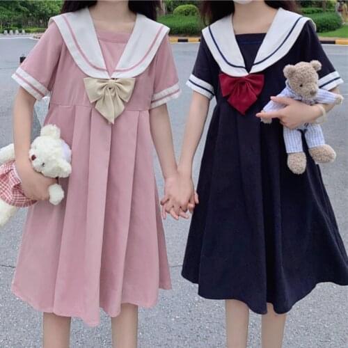 Japanese-Style College Style JK Navy Style Sailor Collar Short-Sleeved Girlfriends Sailor Dress Women Summer 2020 New Style