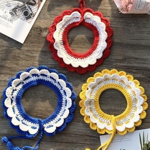 1PC Cat collar Hand-knitted Wool Cat Dog Universal Kitten collar for cats Bib Shawl Pet Supplies for Christmas New Year