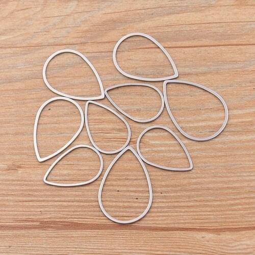 10PCS 3 Size Water Drop Charm Stainless Steel Pendant Open Bezels Hollow Pressed Resin Frame Mold Bezel DIY Jewelry Making