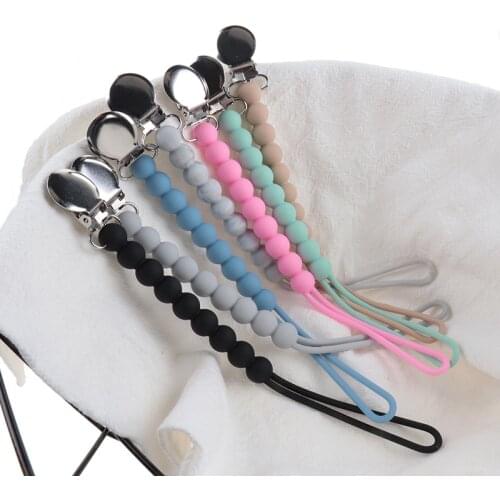 10pcs Silicone Baby Pacifier Chain Round Beads Nipple Holder BPA Free Silicone Chew pacifiers leashes Baby Teether Toys