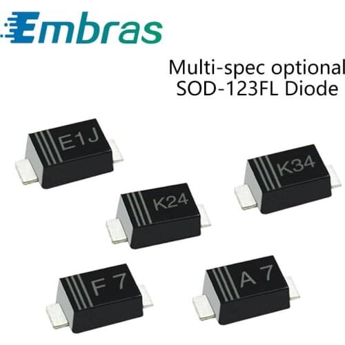 100Pcs SMD Schottky Barrier Rectifier Diode ES1J E1J DSK34 K34 DSK24 K24 FR107 F1M 1N4007 A7 1N4148W T4 20-100V SOD-123FL