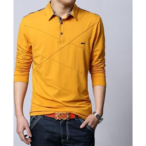 2016 mens new T-shirt XL pure long sleeved cotton shirt Lapel men