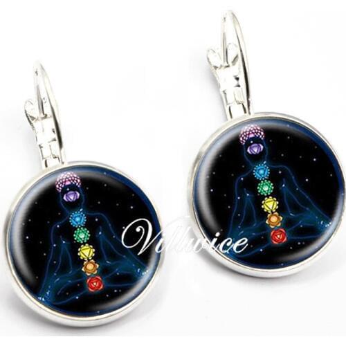 2020 New Fashion Chakra Yoga Earrings Hinduism Sign Meditation Photo Mandala Glass Dome Zen Jewelry Gift