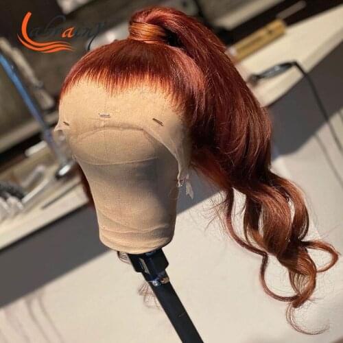 HD Transparent 13X6 Human Hair Lace Frontal Wigs Body Wave Lace Front Honey Blonde Pre Plucked Bleached Knots Wigs Brown