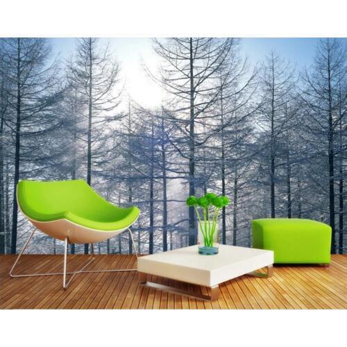 Custom photo mural 3d wallpaper Winter morning pine forest scenery tv background home decor living room wallpaper for walls 3 d