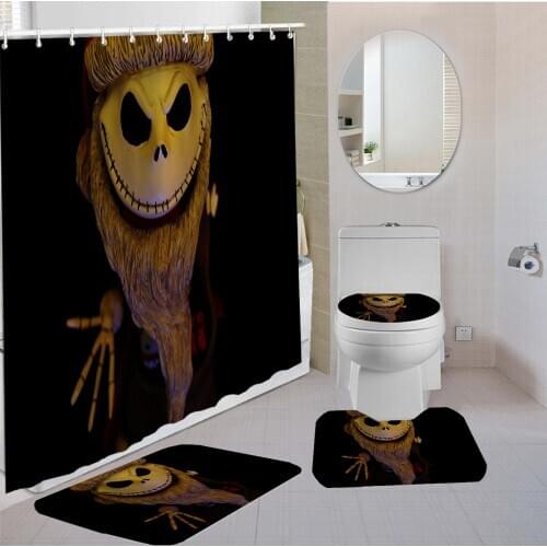 4 Pieces Curtains Terror Skull Shower Curtain Animal Kids Bath Sets 3D Printing Bathroom Comfortable And Soft Shower Curtain Set