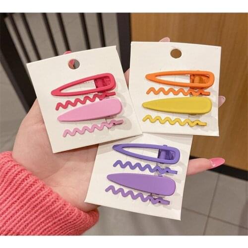 4Pcs/set New Colorful Wave Hairpin Girl Cute Hair Clips Headdress Candy Color Headwear Fashion Hair Accessories