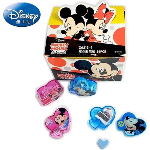 5pcs Disney Mickey Pencil Sharpener Cute Color Pencil Sharpener Stationery Pentagram Heart Shape Pencil Sharpener Learning Gift