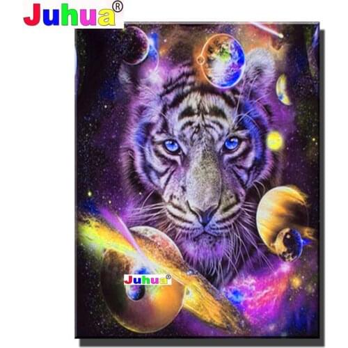 5D DIY Diamond Embroidery Fantasy galaxy tiger Full Drill Mosaic Diamond Painting Cross Stitch Handicrafts Animal Home Decor