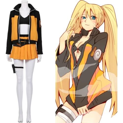 Fast Shipping Anime NARUTO Cosplay Uzumaki Costume Women Dress Outfits Halloween Women Clothes Autumn Girl Dress Christmas Gift