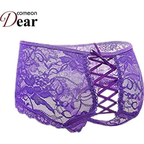 Comeondear Sexy Underwear Fantastic Seamless Panties Plus Size 5XL Crotchless Panties Spandex Lace Sex Briefs Tangas PA5179