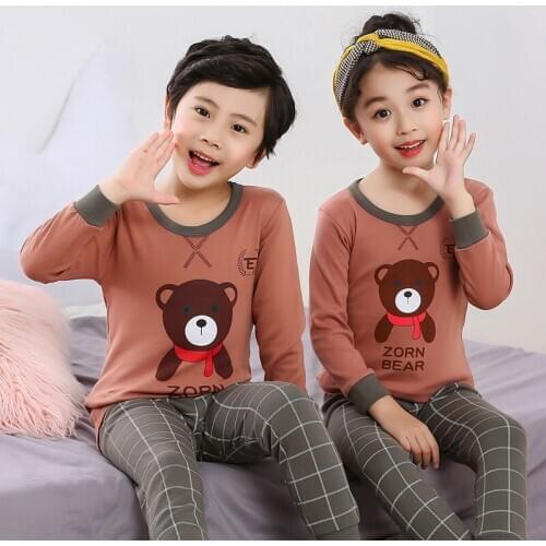 Children Pajamas Long Sleeves Cartoon Kids Sleepwear Baby Girl Clothes Sleep Suits Autumn Cotton Infant Pyjamas Boys Nightwear