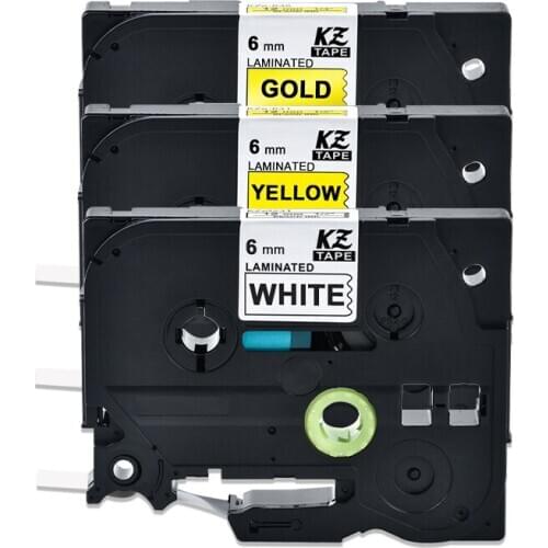 Label World TZe-211/611/811 6mm label tape mixed color ribbon Compatible brother P-touch TZ Tze label tape LAMINATED TAPES 3PACK