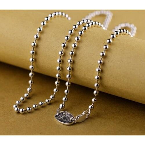 Character Silver Product S925 Pure Silver Jewelry Fashion Lady Winter New Sautoir Round Bead Chain Necklace
