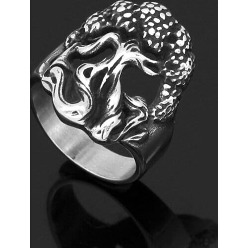 Men stainless steel norse viking Yggdrasil Tree of Life amulet ring viking jewelry