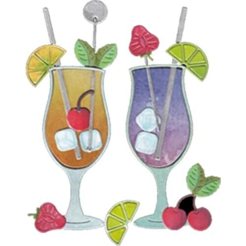 Summer Cherry Juice Goblet Metal Cutting Dies Stencils For DIY Scrapbooking Paper Cards Decorative Embossing Handcraft Die Cuts