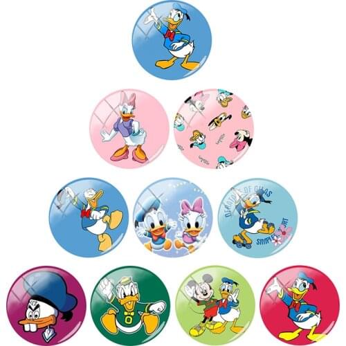 Disney Donald Duck pattern cartoon fashion 12mm/15mm/16mm photo glass cabochon dome flat back DIY jewelry creation for friends