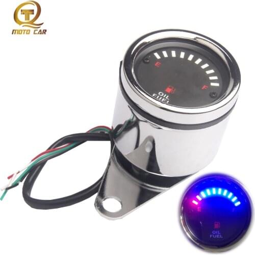 Motorcycle Fuel Gauge LED Indicator Backlight 12V Chrome Electronic Instrument Motorbike Scooter Oil Fuel Meter Moto Accessories