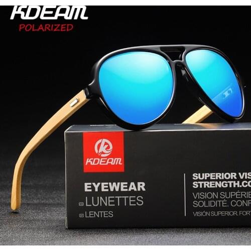 AWGSEE Wooden Polarized Sunglasses Men Women Pilot Bamboo Wood Sun Glasses Mirror Lens UV400 Driving Oculos de sol masculino A06