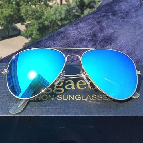 New luxury reggaeon brand glass lens sunglasses women 2020 UV400 Men driving Pilot sunglasses 3025 blue Stainless steel frame
