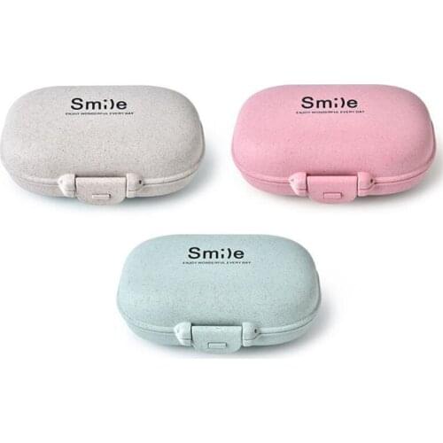 Small Pill Box Tablet Splitters Medicine Dispenser Sealed Container Wheat Straw Safety Portable Pill Boxs Mini Pillbox Container