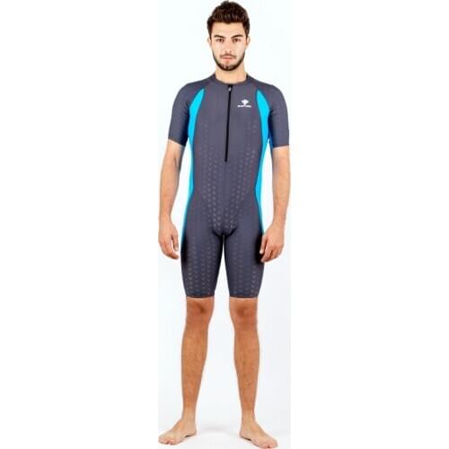 New Men One Piece Professional Training Swimwear Patchwork Bodysuit Women Racing Waterproof Surfing Bathing Suit Beach SwimWear