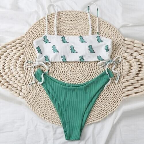 Sexy High Waist Bikinis 2020 New Print Swimwear Women Swimsuit Cartoon Cute Bathing Suits Beach Wear Push Up Biquini Female Girl