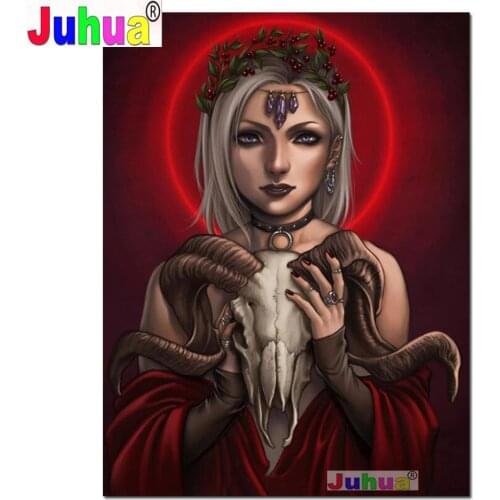 Full Drill Square Diamond Painting Vampire Woman 5D Gothic Embroidery Diamond Cross Stitch Red-haired Home Decoration Art