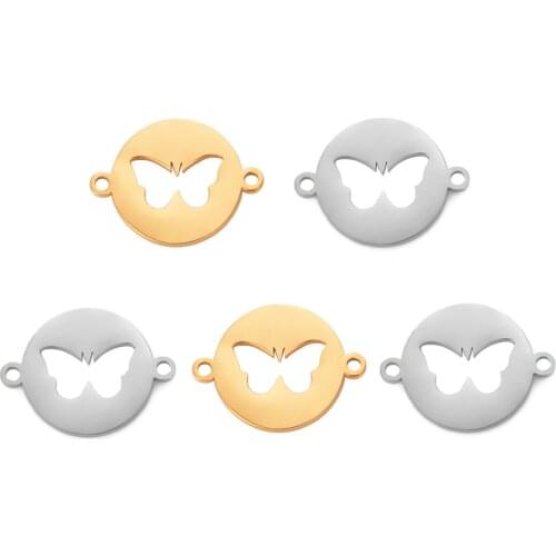 10pcs/lot Hollow Butterfly Connectors For Jewelry Making Findings Stainless Steel DIY Necklace Bracelet Both Sides Polished